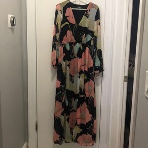 Lulu’s long black/floral dress.